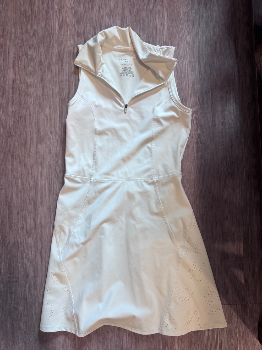 Sincerely Jules Sleeveless Cream Zip-Front Athletic Mini Tennis  Dress